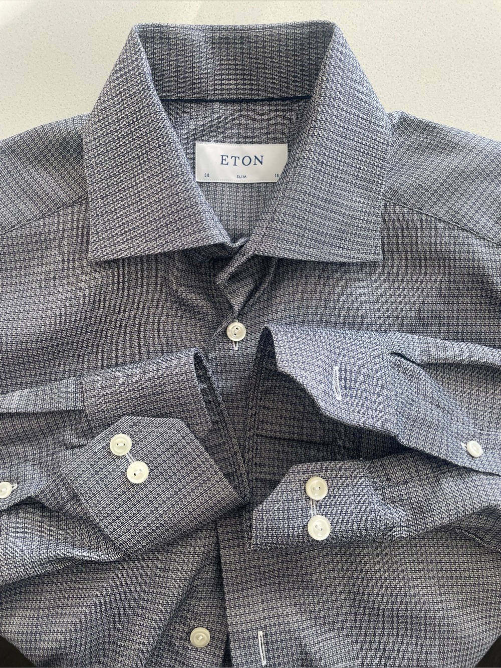 Eton - all cotton grey dress shirt Size 38 (15”neck)